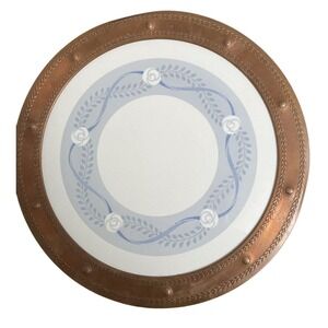 Porcelain‎ & Copper Trinket Plate Vintage 1972 Decorative With Floral Design